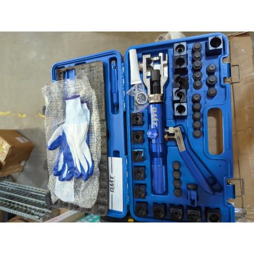Blue Orion Motor Tech Hydraulic Flaring Tool Kit, Universal Brake Flaring Tool Set with Tubing Cutter, 45° Single & Double Flaring Tool Kit with Deburring Tool, Brake Line Flaring Tool for ISO Bubble Flare