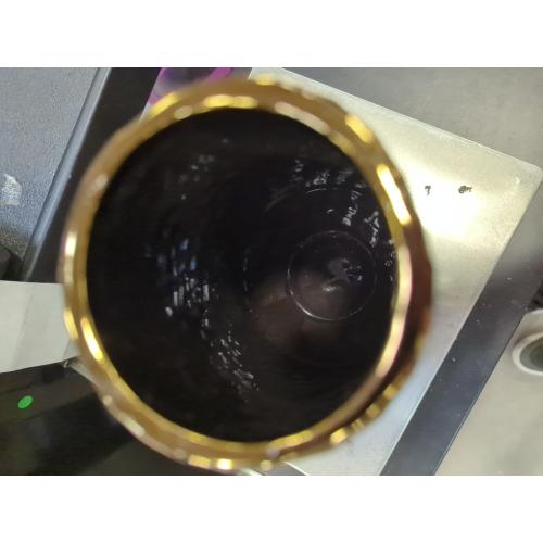 Vase Golden With Ridges With Black Interior