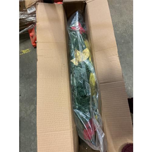 Decoway Pre Lit Pre Decorated Christmas Tree Pop Up Christmas Tree and Warm White LED Lights,Holiday Party Decorations,Red Gold (Yellow, 6 FT)