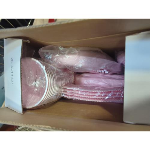 Set of 210 Color Pink WELLIFE 210 Pieces Pink Party Supplies, Disposable Dinnerware Set, Including Pink Plastic Plates, 16OZ Cups, Plastic Cutlery and Napkins Serve 30 Guests for Party