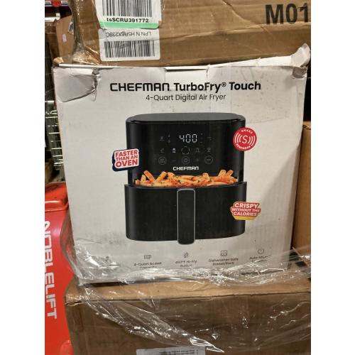 Chefman Air Fryer – 4 QT Compact Airfryer for Quick & Easy Meals in Minutes, Features Hi-Fry Technology for Extra Crisp, Touchscreen Controls with 4 Presets, Nonstick & Dishwasher Safe Basket - Black
