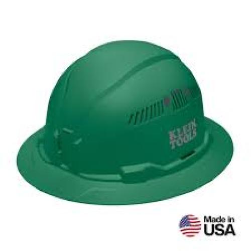 Klein Tools 60941 Hard Hat, Vented, Full Brim Style, Green ...