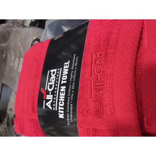 All-Clad Solid Kitchen Towels: Highly Absorbent, Super Soft Long Lasting - 100% Cotton, 17x30 Tea Towels for Cleaning & Drying Dishes, Pans, Glassware, or Countertops, (3-Pack), Chili