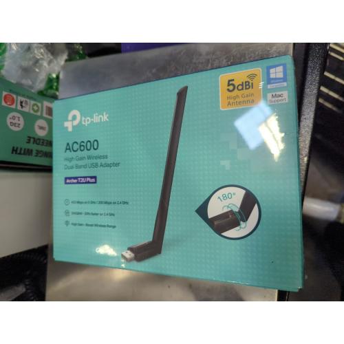 Black TP LINK AC600 High Gain Wireless Dual Band USB Adapter