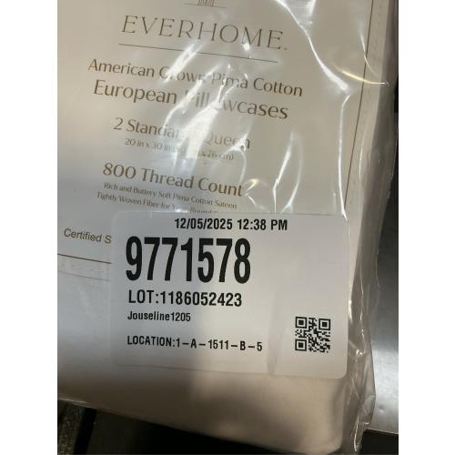Everhome PimaCott Sateen 800-Thread-Count Standard Pillowcases in White (Set of 2)