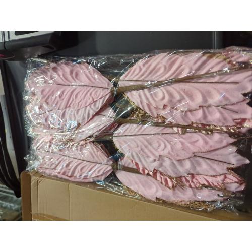 6 Pcs 18 x 15 Inch Large Pink Christmas Poinsettia Flowers Jumbo Rose Gold Xmas Ornament Pink Christmas Tree Decorations Rose Gold Glitter Poinsettia for Wreath Garland Indoor Outdoor Decor