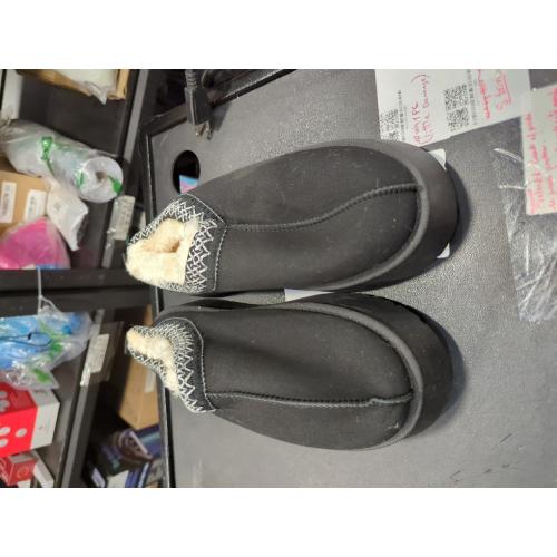 Black Contrast Print Suede Plush Lined Snow Boots for Winter