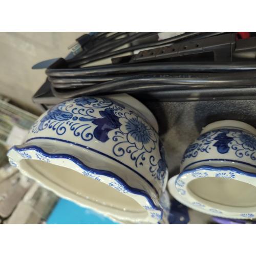 Blue and White Planters, Succulent Pots Ceramic Plant Pots Indoor with Drainage for Home Décor - Set of 3