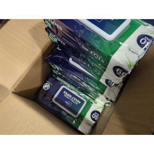 Adult Wipes For Elderly - 8x13 720ct (12 Packs of 60) Huge & Soft Non-Flushable Body Wipes for Adults Bathing No-Rinse - Incontinence Disposable Washcloths, Vitamin E & Aloe Infused Shower Wipes.