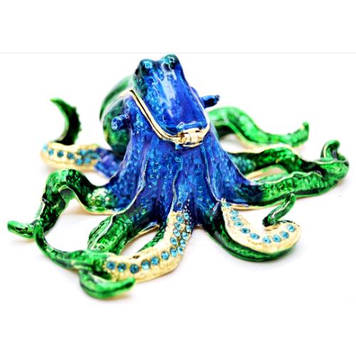 Ciel Collection Wholesale Blue Octopus Trinket Box. Hand Carfted with Swarovski