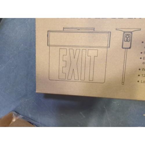 Red Led Edge Lit Exit Sign UL Listed, Brushed Aluminum Housing Double-Sides Mirrored Acrylic Emergency Exit Signs with Battery Backup, AC 120-347V Hardwired Exit Lights, Top/Side/Wall Mount (1 Pack)