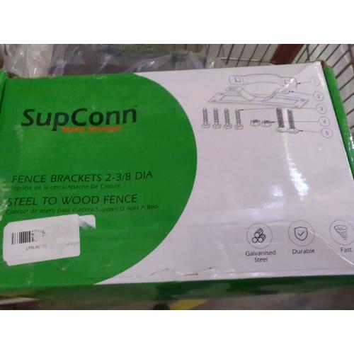 2-3/8 Fence Bracket SupConn (12Pcs), Steel to Wood Fence Brackets,Fence Brackets for Metal Posts,Metal Fence Post Brackets - Fence Post Repair (Include Screws)