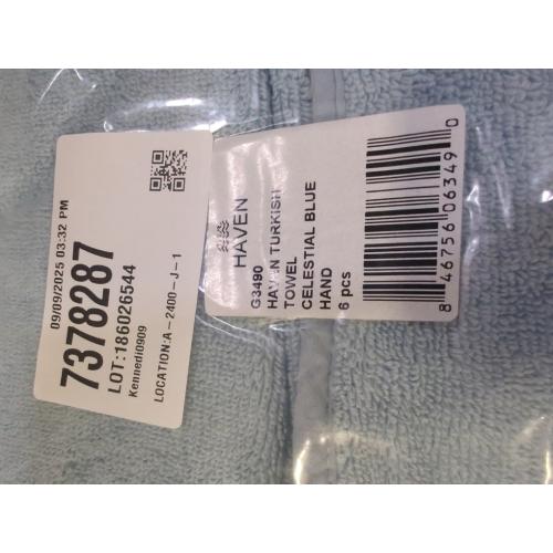 Celestial Blue Hand Towels 6 Pack Haven Turkish Cotton Hand Towel in Celestial Blue