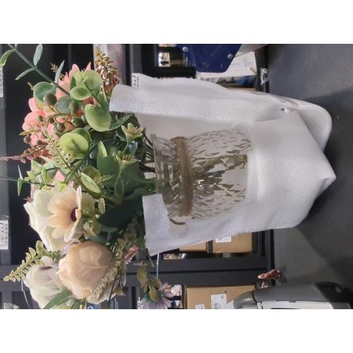 Clear Jar Multicolor Fake Flowers with Vase, Faux Peony Silk Flowers for Home Decor, Coffee Table, Living Room, Bathroom Plant Decor, Centerpiece Table Decorations