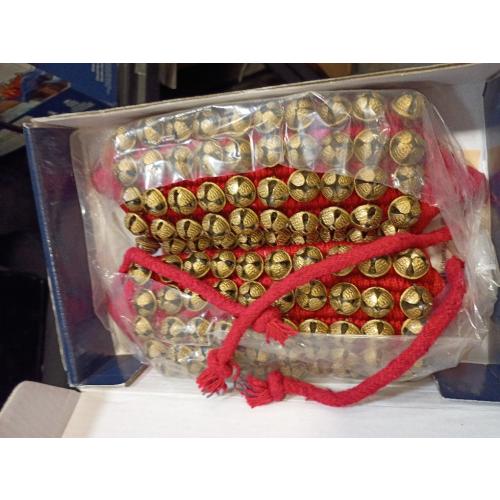 Dancing Bells Ghungroo Pair Indian Classical Dance Accessories with Colored Cushion Pad Best Dance Metal Brass Anklets Bells Ghunghroo Pad (Red, Triple Line)