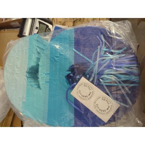 BLUE PANDA 6 Pinata Pull-String - Ombre Blue 16.5 x 11.3 x 3 In - Number 6 Pinata for Birthday Decorations & Party Decoration