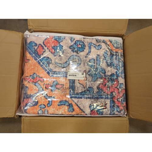 Washable Area Rug 9'x12' Boho Chic Medallion Distressed Design Non-Shedding Easy Care Ideal for High Traffic Areas in Living Room Bedroom Office Coffee Table Large Carpet