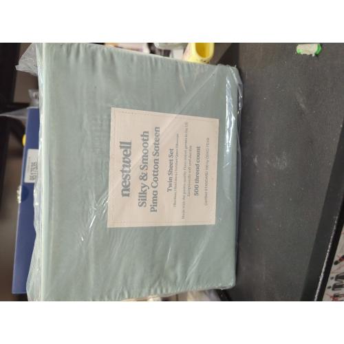 Nestwell Pima Cotton Sateen 500-Thread-Count Twin Sheet Set ...