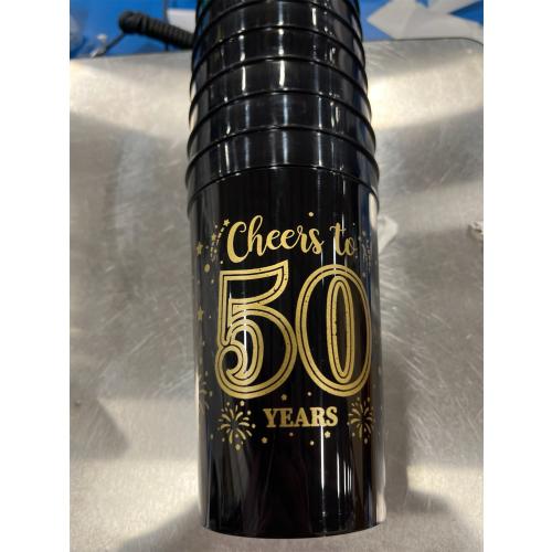 40 Pack 50th Birthday Cups Cheers to 50 Years Birthday Party Cups Gold and Black Plastic Stadium for Decorations Party Favors Men Women Wedding Anniversary Supplies