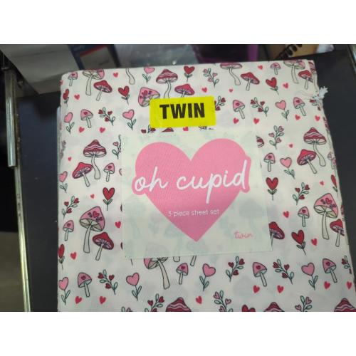 Oh Cupid Twin 3pc Sheet Set Mushroom Pattern