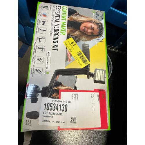 Digipower - Content Maker Essential Vlogging Kit with Light, Microphone, Tripod, and Remote. - Black