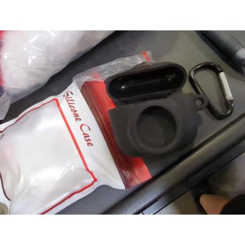 2 in 1 Protective Case Combo Set Compatible for Apple AirPods 3(2021) AirTag, GPS Tracker Holder with 2 PCS TPU Screen Protector&Keychain, Soft Silicone Anti-Lost Anti-Scratch Skin Cover(Black)