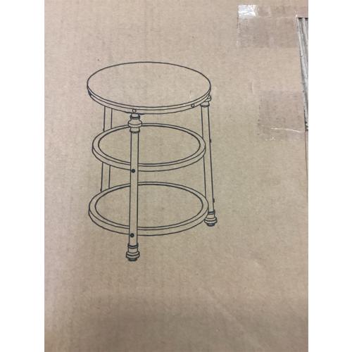 GarveeHome Round End Table with Storage Shelves, 3-Tier Round Farmhouse Side Table w/Mental Support Legs, Rustic End Table Accent Nighstands for Living Room Bedroom (A, Rustic Brown)