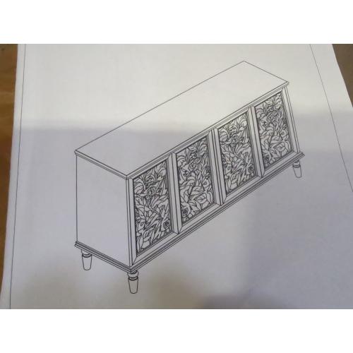 Brown 4 Flower Door Cabinet