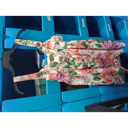 Size M Fashion Print Dress Female Holiday Dresses Flower Buttons Spaghetti Straps Sundress