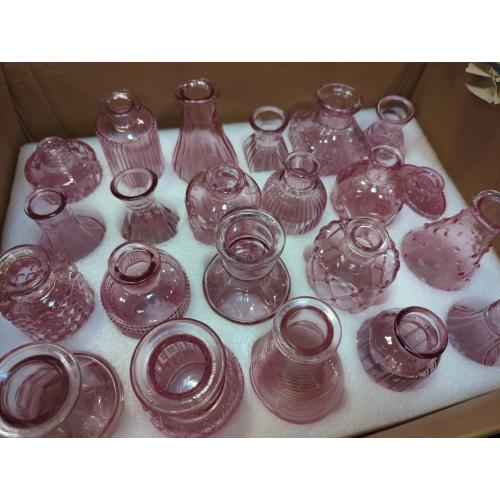 RUCKAE Pink Flower Vase in Bulk 22 Glass Bud Vases Vintage Small Vases for Centerpiece Table Wedding Decorations Home Decor Party (Pink)