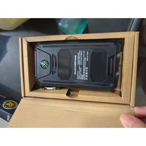 10000mAh Solar Power Bank with Type-C & Dual USB Ports for iPhone、Samsung & More，Shockproof, Dustproof, with Compass & LED Light,Safety Protections,Perfect for Outdoor & Daily Commute (Black)