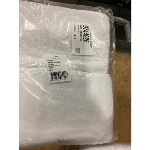 Haven Turkish Cotton Hand Towel in Bright White PACK OF 6