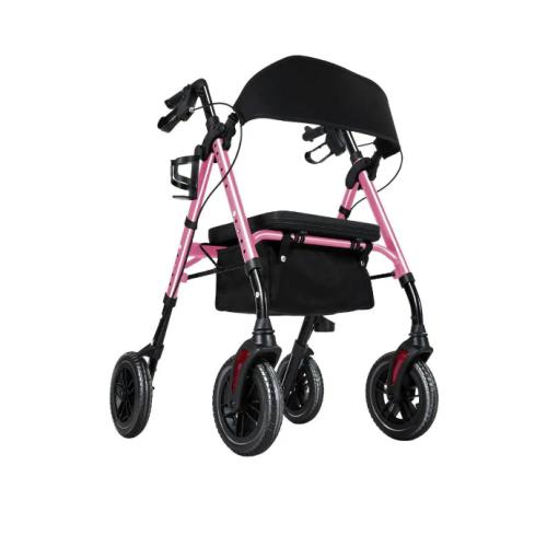 HOMLAND Foldable Walkers for Seniors with Seat, 16lb Light Rollator Walkers | 22 Wide, 5-Level Height Adjustable, for Narrow Spaces, Comfortable Elastic Seat, Portable Rollator, Stylish Colors, Blue