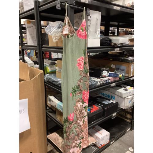 Women Sleeveless Maxi Dress Backless Bodycon Floral Printed Spaghetti Strap Long Dress Vintage Clubwear Summer size small