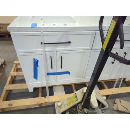 DMG Style Selections Potter 60-in True White Double Sink Bathroom Vanity with White Cultured Marble Top