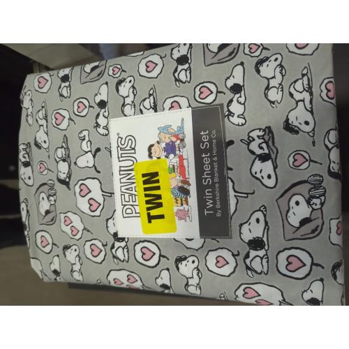 Peanuts Snoopy Twin Sheet Set Grey
