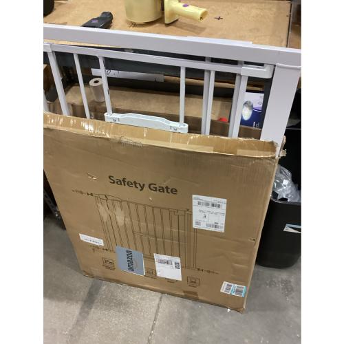 FURTIME 29-41 Baby Gate with Cat Door Adjustable, Auto Close Dog Gate for Stairs,Doorways and House, Metal Pet Door Pressure Mounted,Easy Install, Effortless Walk Thru, White