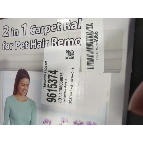 2 in 1 TPU and Copper Rake Teeth Carpet Rake for Pet Hair Removal,60inch Adjustable Long Handle Pet Hair Remover Tool,Reusable Cat Dog Hair Rake Broom,Lint Remover Scraper for Carpet,Bed(Black-Silver)