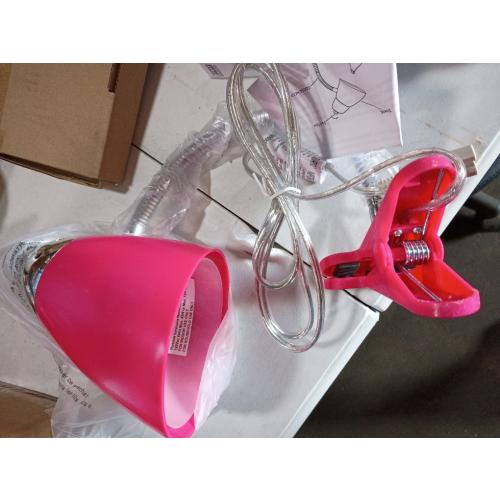 Simple Designs LD2001-PNK-LB 17.5 Flossy Flexible Gooseneck Clip Light Desk Lamp with LED Bulb, Pink