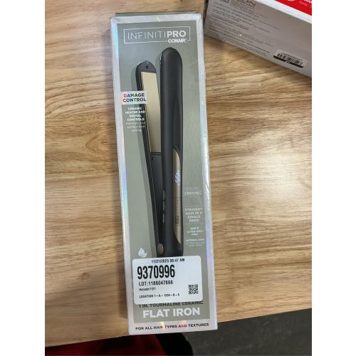 Infiniti PRO CONAIR Tourmaline Ceramic 1 Inch Flat Iron Hair Straightener, 1-Inch Flat Iron to Straighten or Curl, 5 Heat Settings, for All Hair Types and Textures, Dark Grey