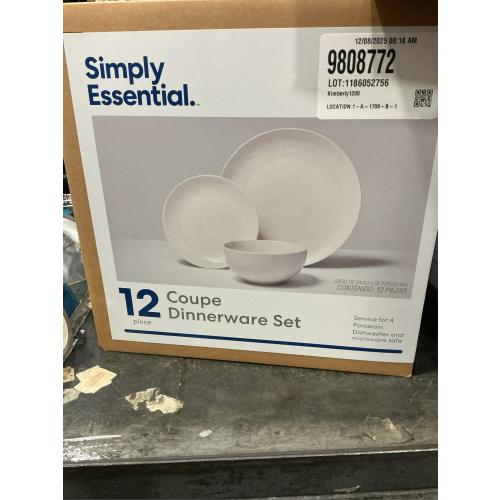 Simply Essential Coupe 12-Piece Dinnerware Set in White