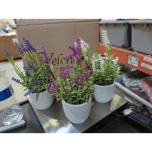 Velener Artificial Lavender Flowers(Pink/White/Purple), Small Fake Lavender Plants Pot Set of 3 - Faux Lavender Flowers for Farmhouse/Home