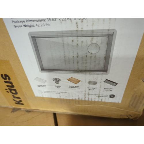 KRAUS Kore 32-Inch Undermount Workstation 16 Gauge Single Bowl Stainless Steel Kitchen Sink with Accessories, KWU110-32