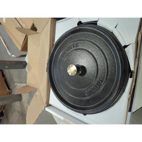 Black STAUB Cast Iron Dutch Oven Round Cocotte, Made in France, Black Matte