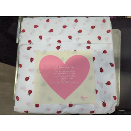 Oh Cupid Twin 3pc Sheet Set Ladybug Pattern