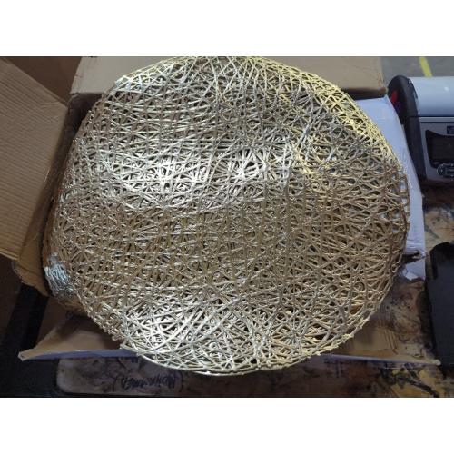 Round Placemat Hollow Anti-Slip Mat Table Coaster Insulation Decorative Western(Gray)