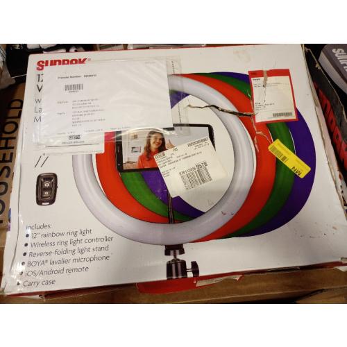 Sunpak - 12 Rainbow Ring Light Vlogging Kit W/BOYA Lavalier Microphone and Bluetooth Remote for Smartphones and Cameras