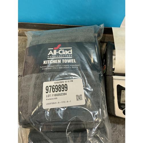 3- packs All-Clad Solid Kitchen Towel: Highly Absorbent, Super Soft Long Lasting - 100% Cotton, 17x30 Tea Towel for Cleaning & Drying Dishes, Pans, Glassware, or Countertops, (1-Pack), Pewter