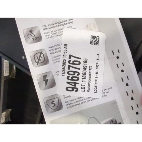 GE 6-Outlet Surge Protector 1560J 10' Braided Cord White