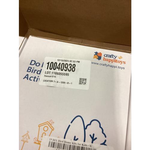 Birdhouse Kit - 15 Unfinished Wood Bird Houses for Children to Paint - Wood Craft Project Kits for Kids - Wooden Arts & Craft for Girls & Boys